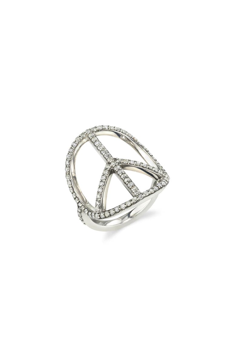 Sheryl Lowe Circular Peace Sign Ring, Main, color, Sterling Silver