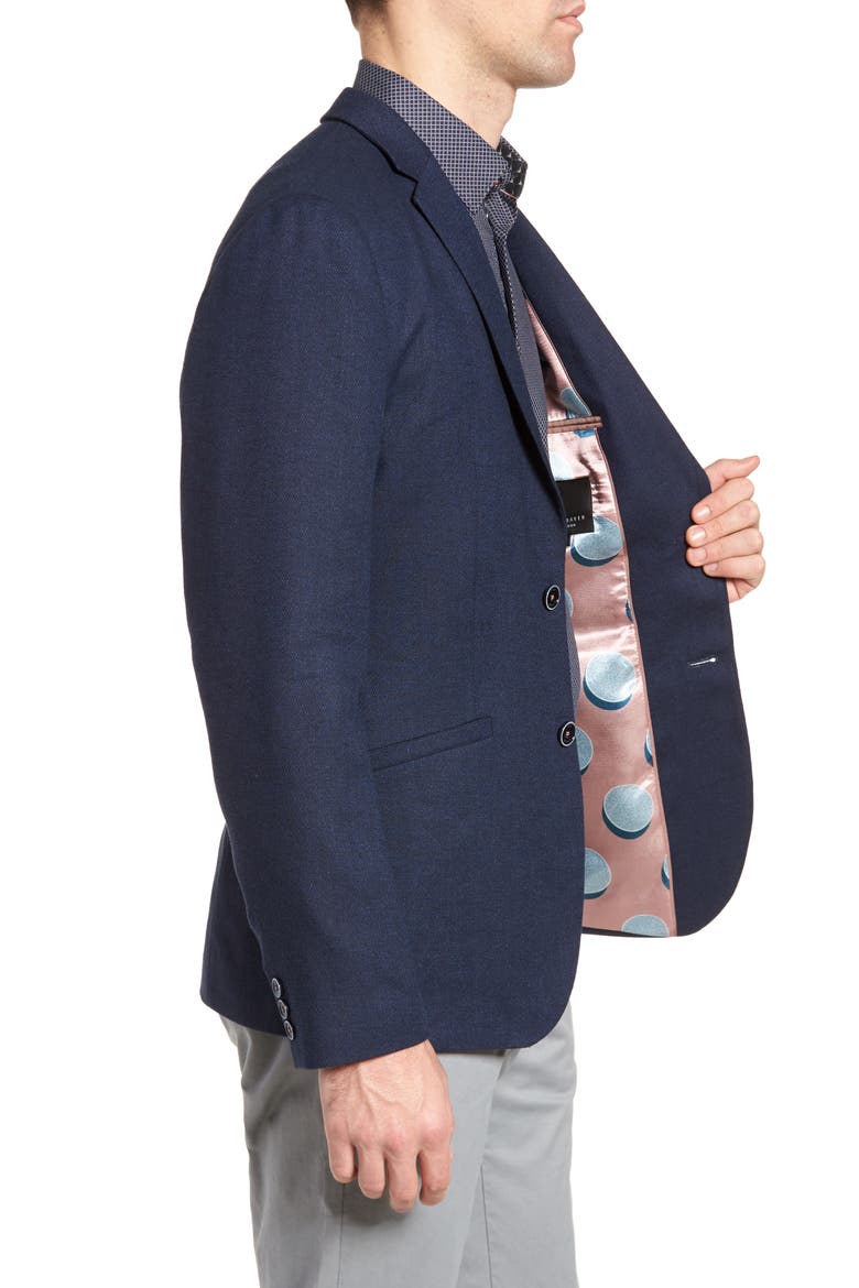 Hines Trim Fit Linen Blend Blazer, Alternate, color, NAVY
