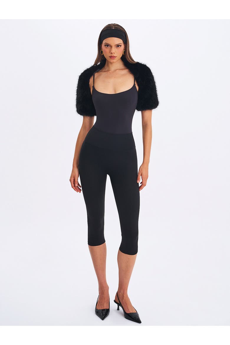 Kori Faux Fur Micro Bolero, Alternate, color, Black