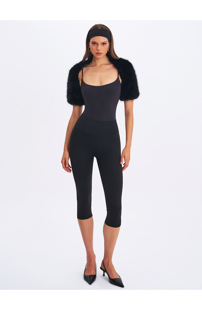 Miss Circle Kori Faux Fur Micro Bolero, Alternate, color, Black