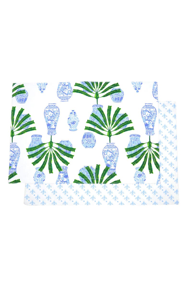 8 OAK LANE Ginger Palm Set of 4 Placemats, Main, color, Blue