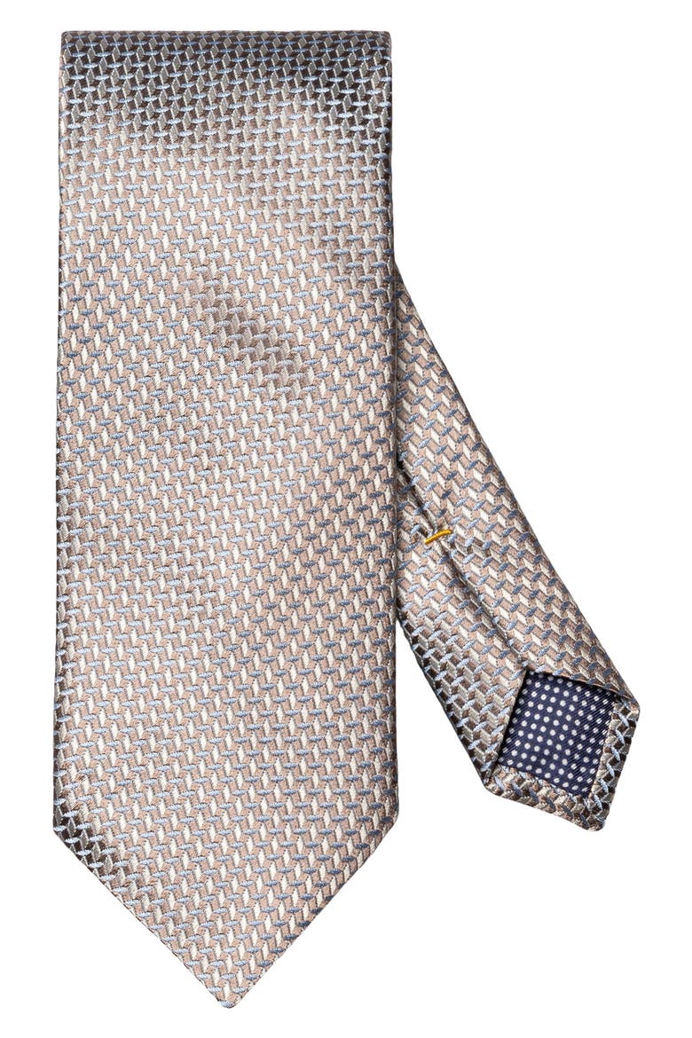 Micro Geometric Woven Silk Tie, Main, color, LIGHT BEIGE