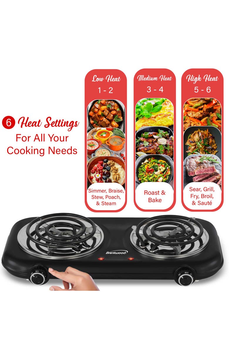 Brentwood Countertop Double Coiled Electric Burner, Alternate, color, 
