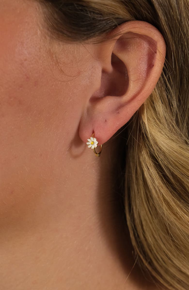 Sterling Forever Stella Flower Hoop Earrings, Alternate, color, Gold