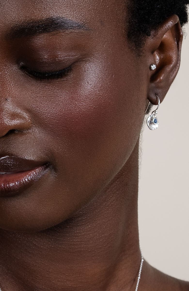 Dower & Hall Hammered Disc & Blue Sapphire Array Earrings, Alternate, color, Sterling Silver