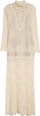Rabanne Long Sleeve Lace & Jersey Dress