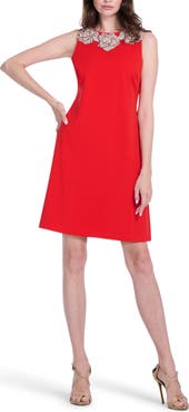 EMILY SHALANT Crystal Floral Cocktail Shift Dress
