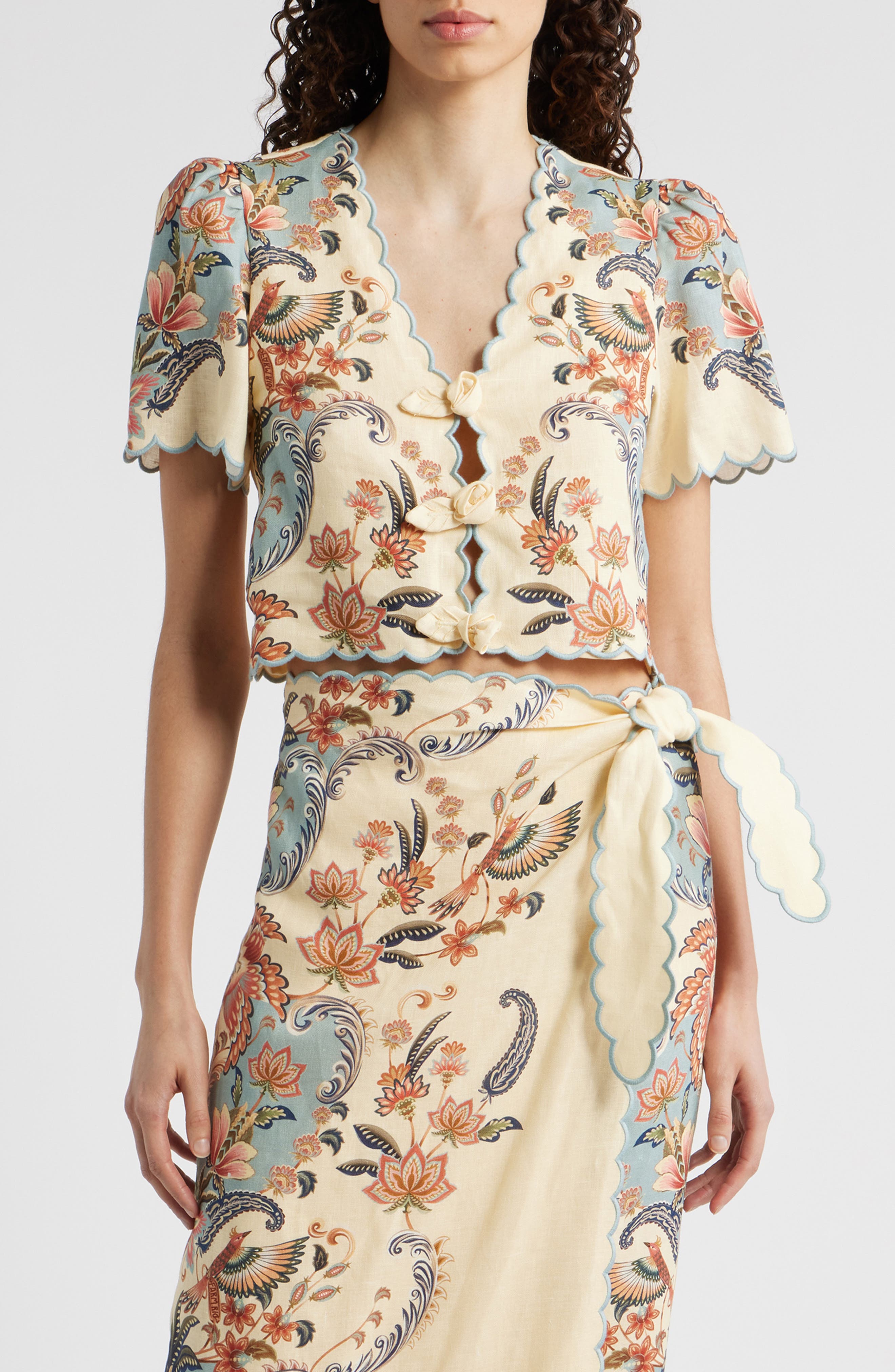 Boho Beauty Scallop Edge Linen Top
