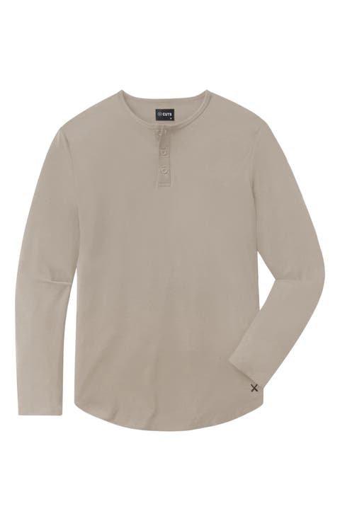 AO Curved Hem Long Sleeve Henley