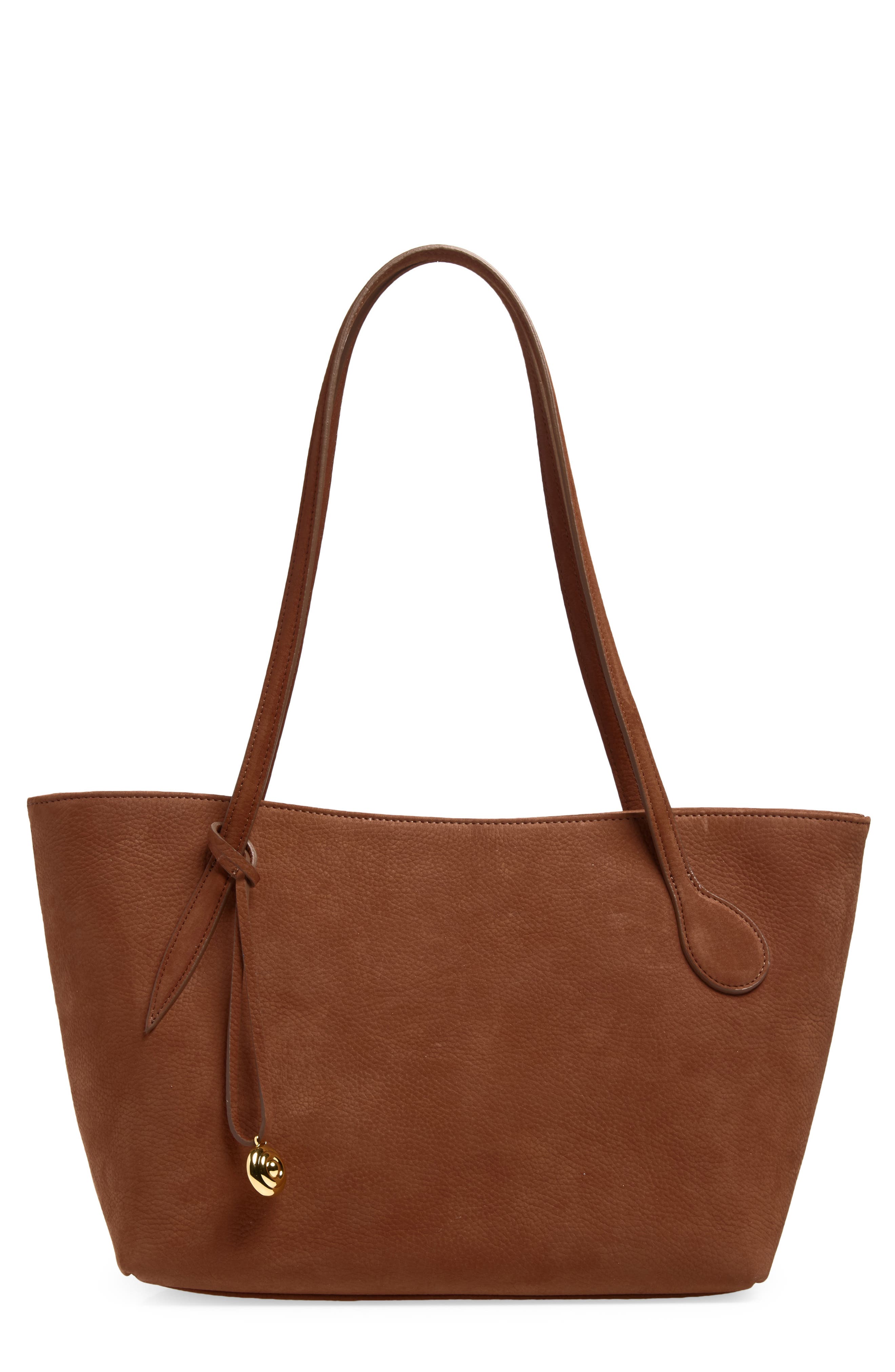 Midi Sprout Leather Tote, Main, color, RUST