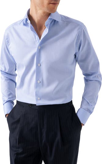slim fit dress slacks Eton Contemporary Fit Signature Twill Shirt - White main image 1