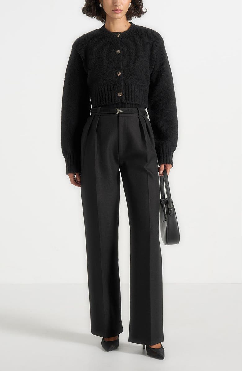 Manière De Voir Caren Brushed Wool Knit Cardigan, Alternate, color, Black