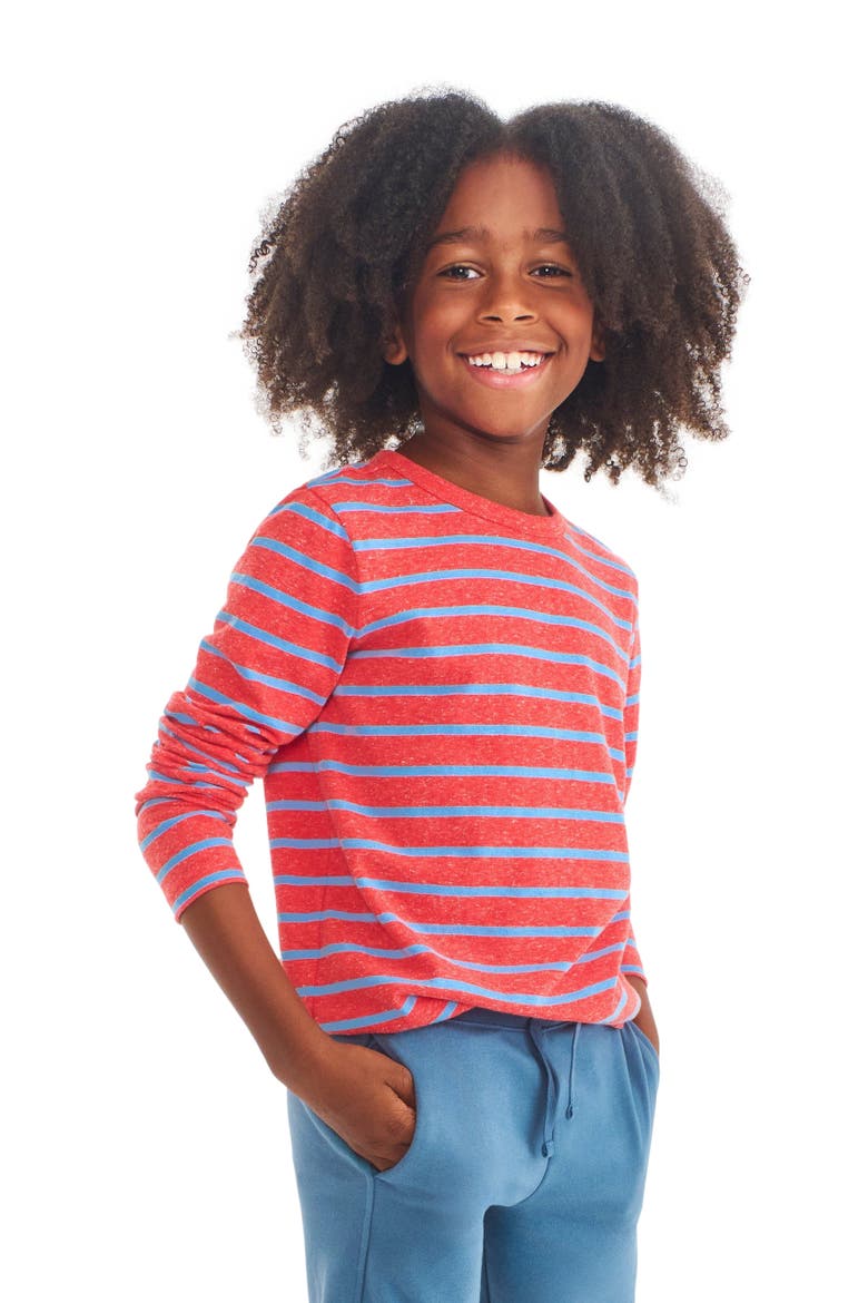 Kids Heathered Long Sleeve Stripe Tee (toddler, Little Kid, & Big Kid), Alternate, color, Strawberry/ Cornflower Stripe