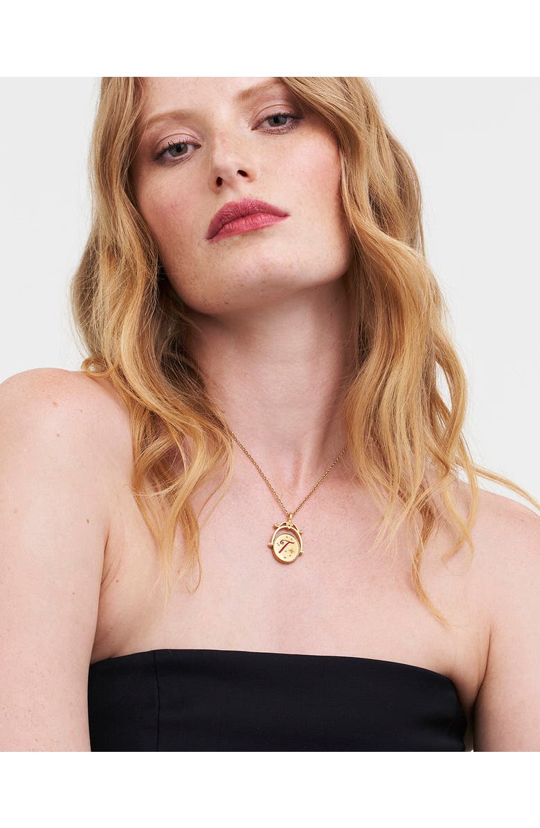 Fable England T Initial Tulip Gold Spinner Chain Necklace, Alternate, color, Gold