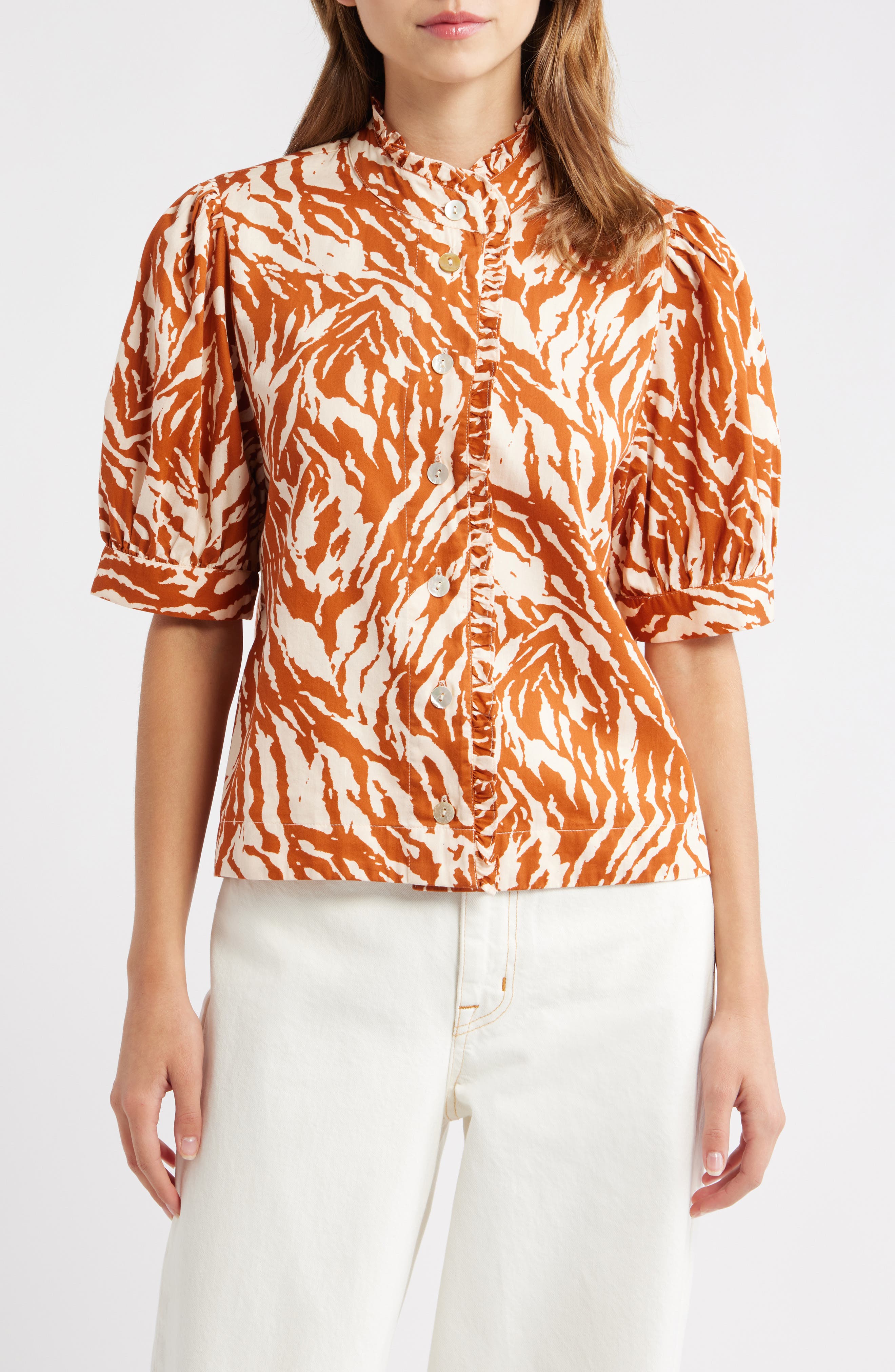 Carolina Print Button-Up Shirt