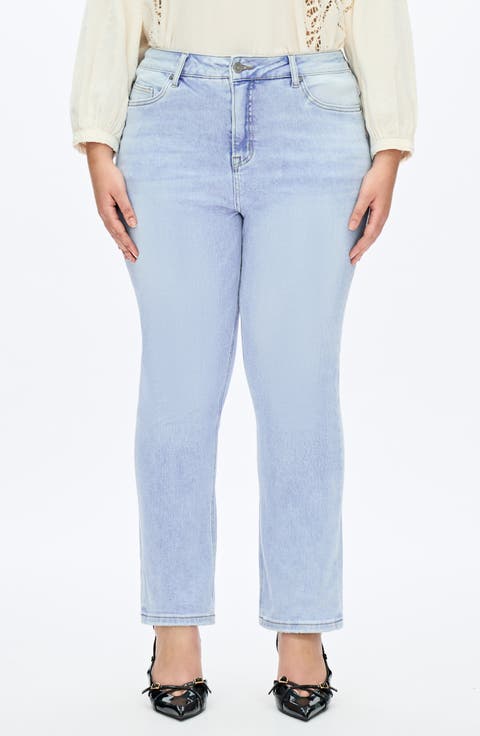 High Waist Straight Leg Jeans (Plus)