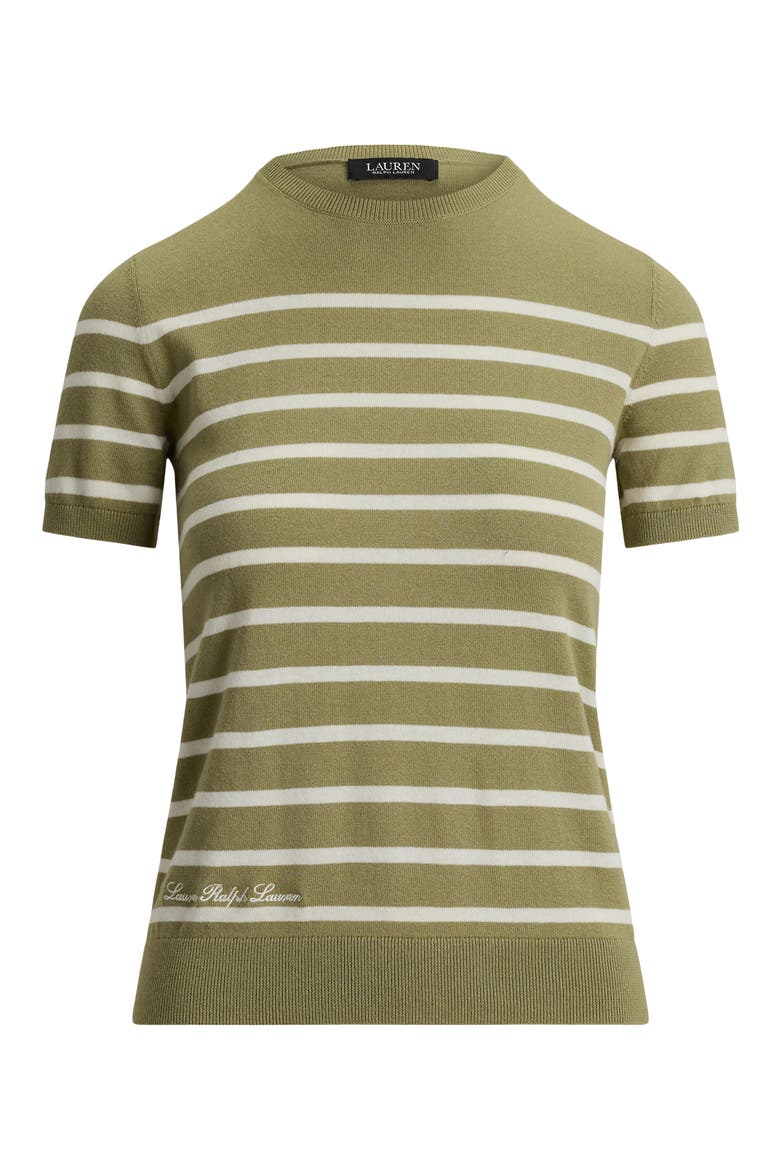 Short Sleeve Cotton Blend Sweater, Alternate, color, MASCARPONE CREAM/ LIGHT AGAVE