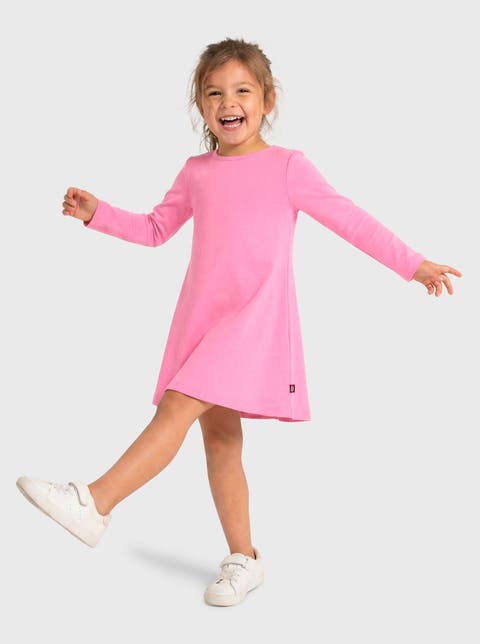 Baby Girl's Soft 100% Cotton Baby Rib Long Sleeve Dress
