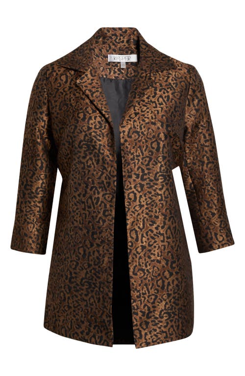 Kasper Leopard Jacquard Swing Jacket In Multi
