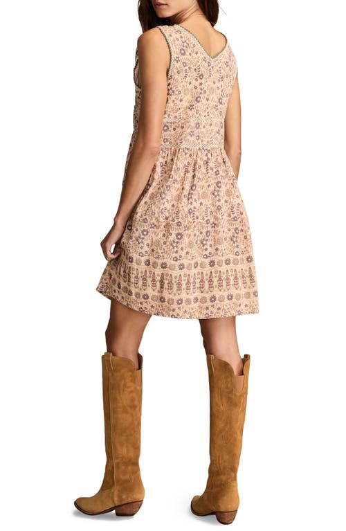 Lucky Brand Floral Embroidered Pintuck Cotton Mini Sundress In Pink