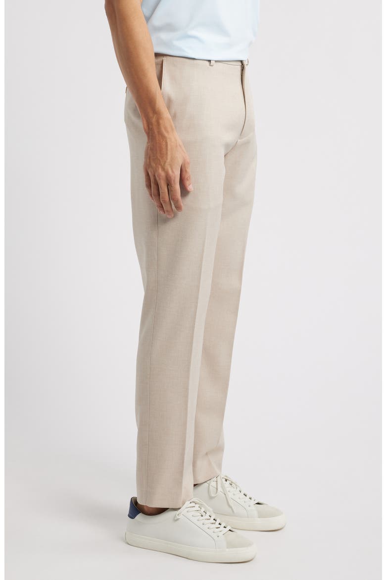 Mèlange Flat Front Dress Pants, Alternate, color, KHAKI