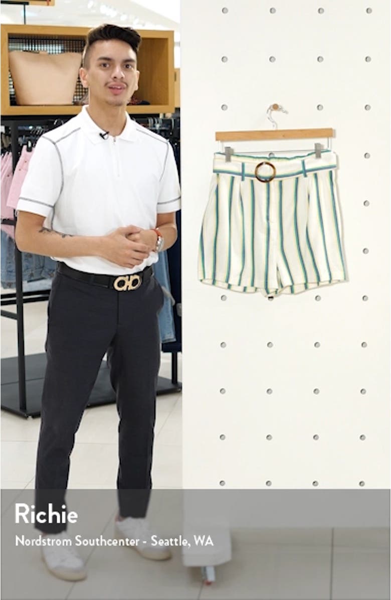 Belted Stripe Twill Shorts, sales video thumbnail