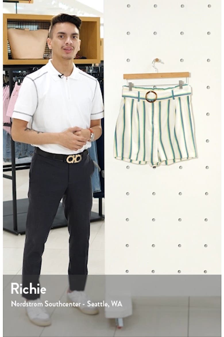 Belted Stripe Twill Shorts video