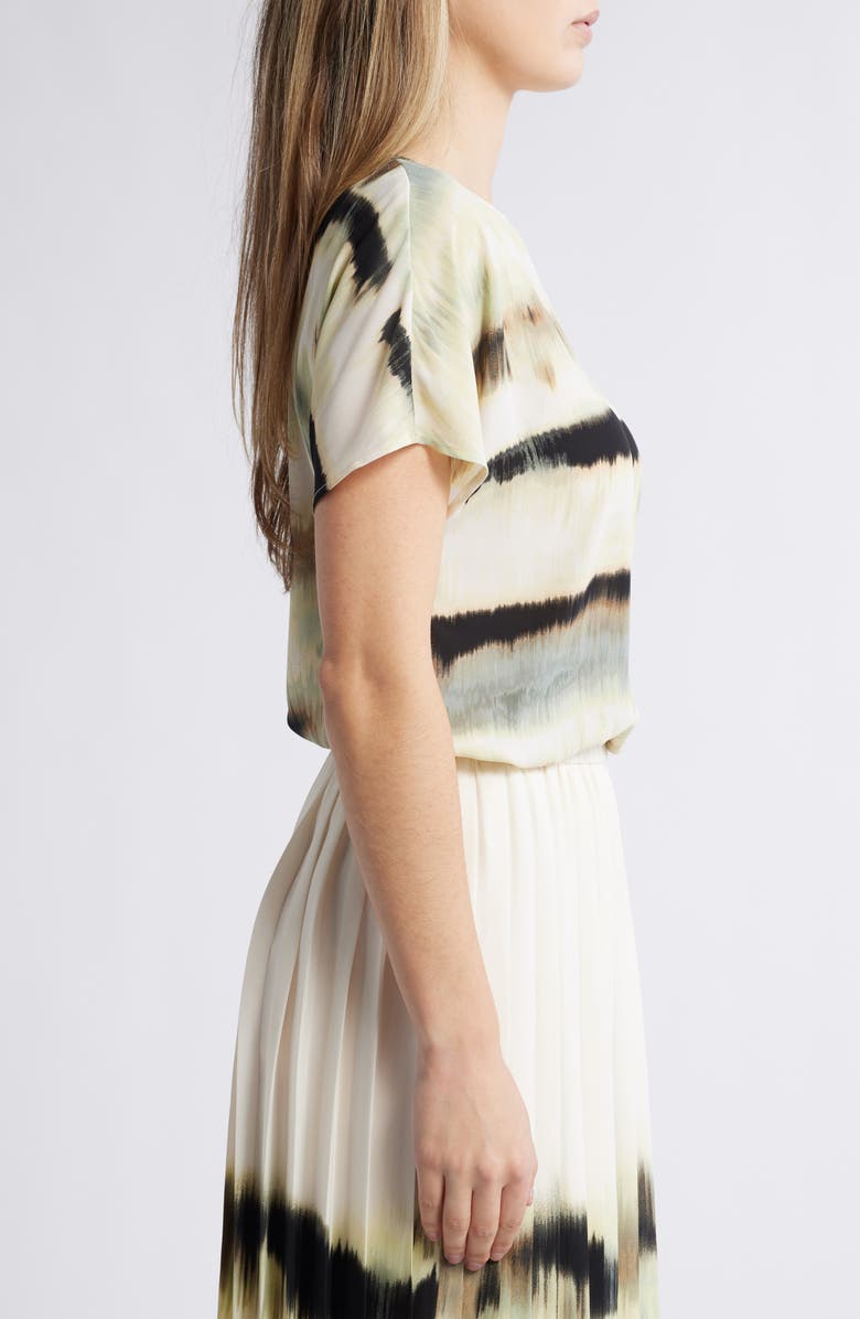 Anne Klein Abstract Print Short Sleeve Top, Alternate, color,