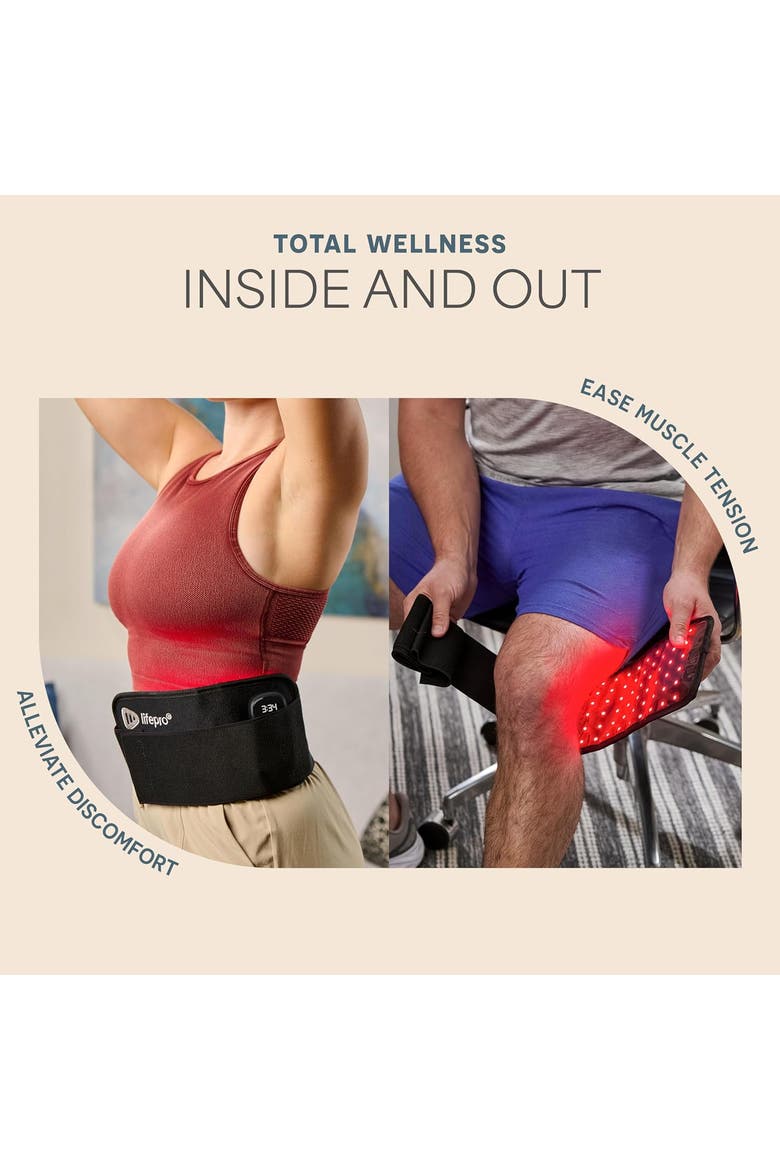 Allevared Micro Red Light Therapy Belt  660nm & 850nm Near Infrared Red Light Pad, Alternate, color, Black