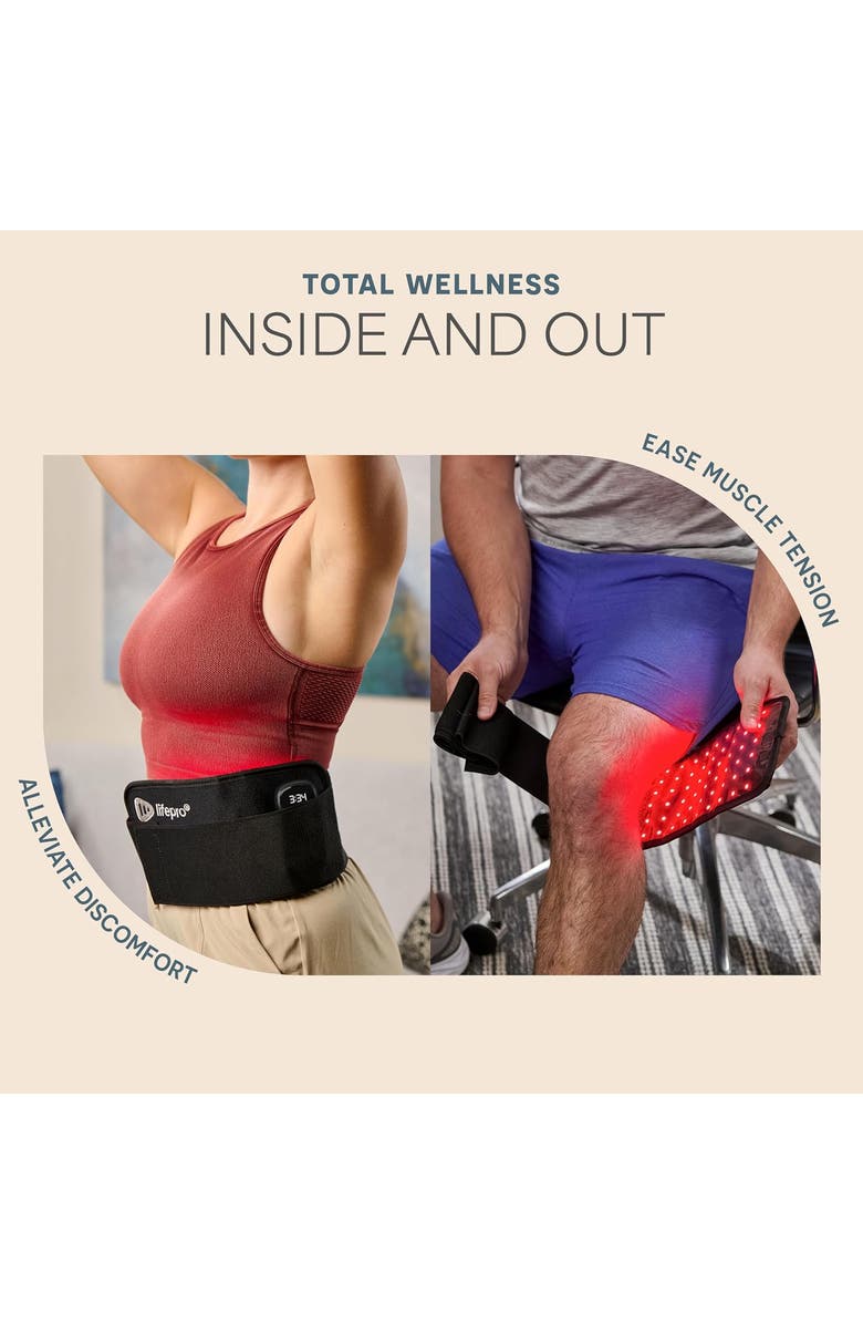 Lifepro Allevared Micro Red Light Therapy Belt  660nm & 850nm Near Infrared Red Light Pad, Alternate, color, Black