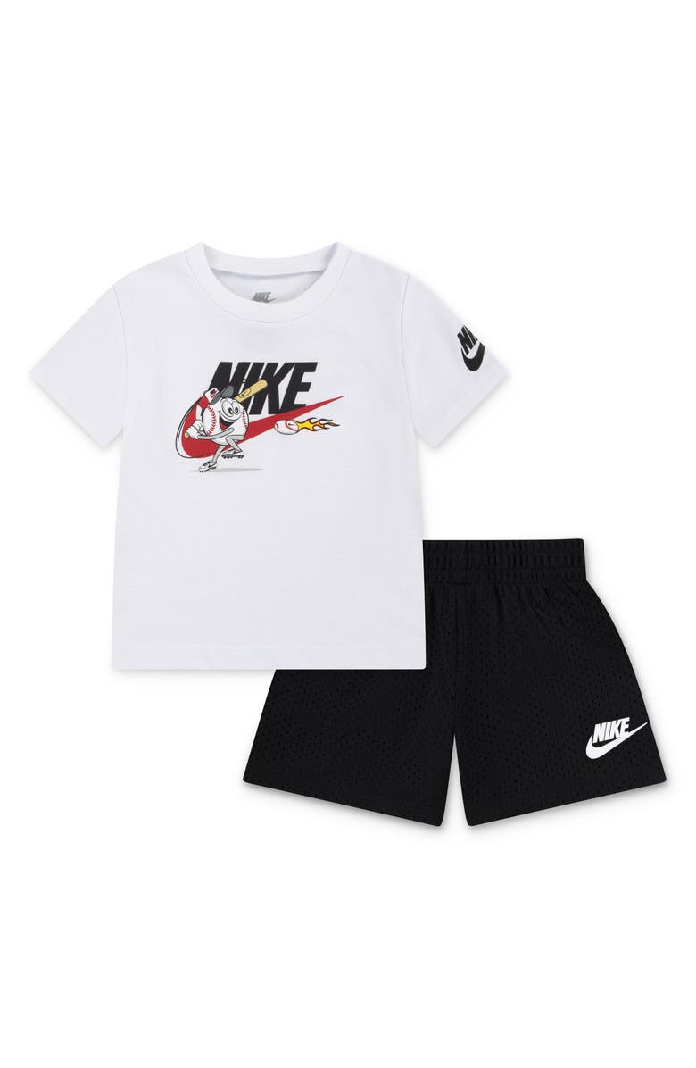 Nike Short Sleeve T-Shirt & Shorts Set, Main, color, Black