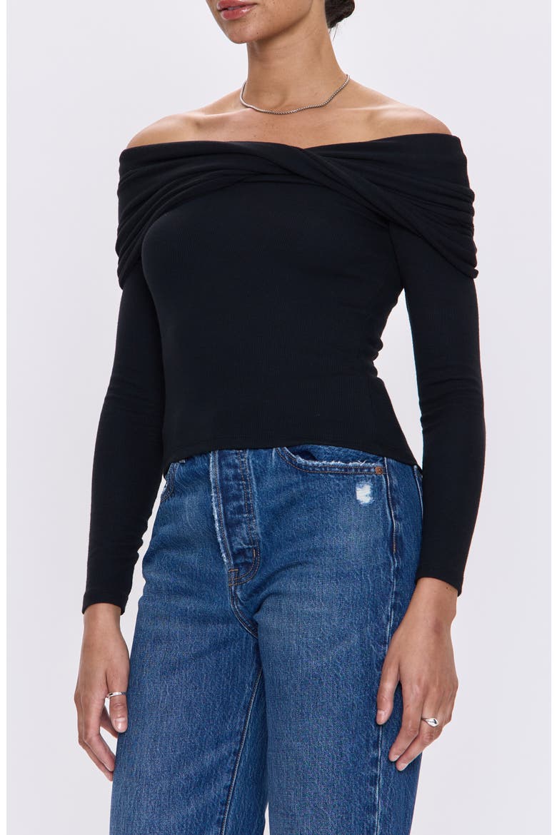 Lyra Off the Shoulder Knit Top, Alternate, color, NOIR