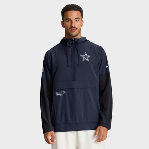 Men's Nike Navy Dallas Cowboys Sideline Anorak Half-Zip Hoodie Jacket
