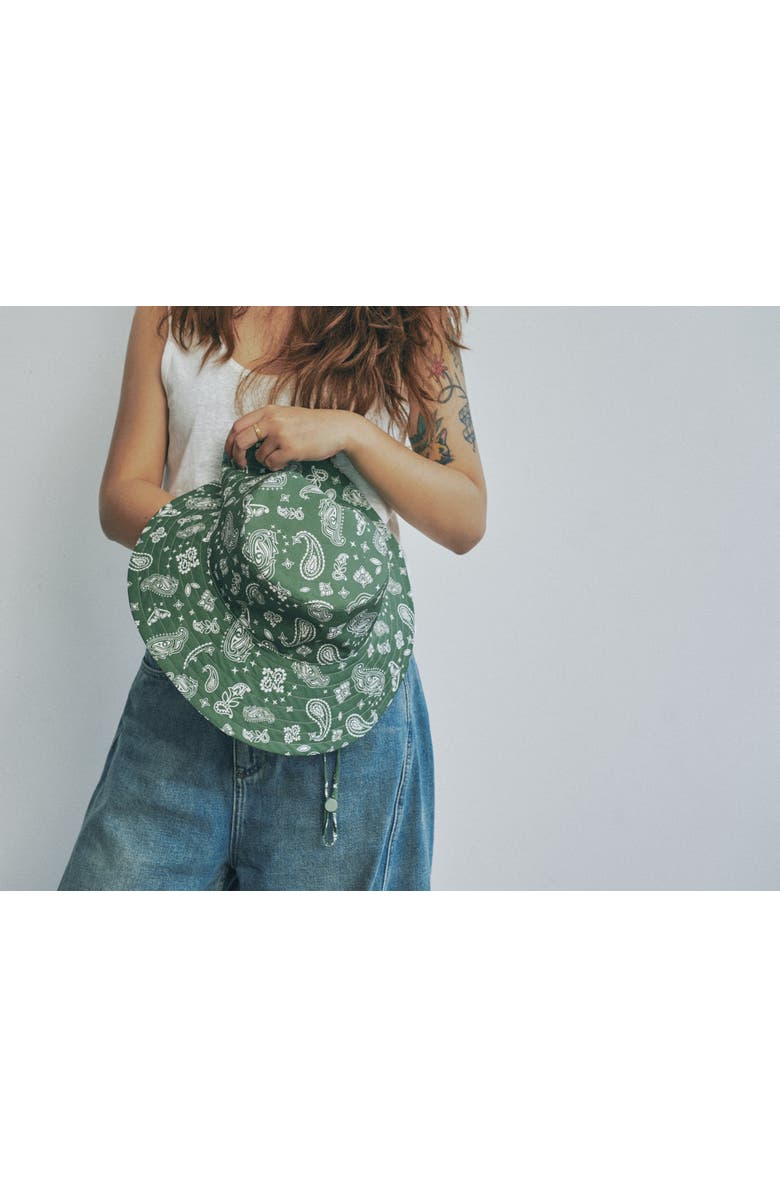 Lost Pattern "Paisley" Cotton Reversible Sun Hat, Alternate, color, Sagebrush Green