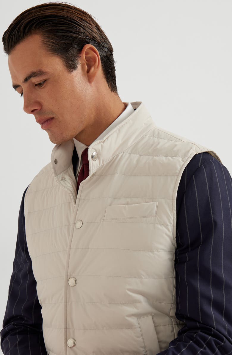 Brunello Cucinelli Lightweight down vest, Alternate, color, Ivory