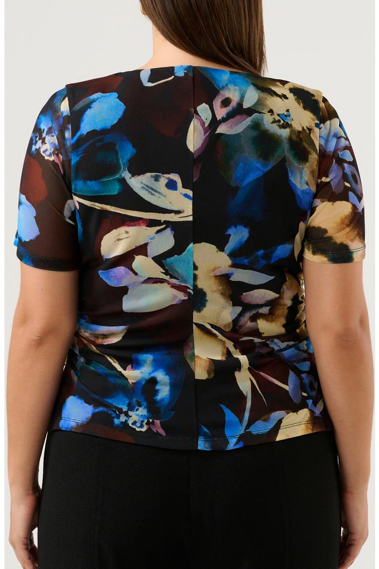 Cleo Floral Mesh Top, Alternate, color, CHOCOLATE WINTER