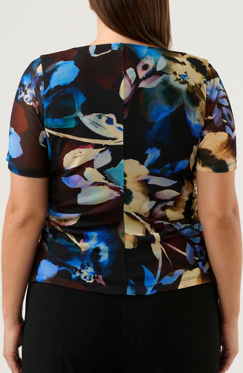 Estelle Cleo Floral Mesh Top, Alternate, color, Chocolate Winter