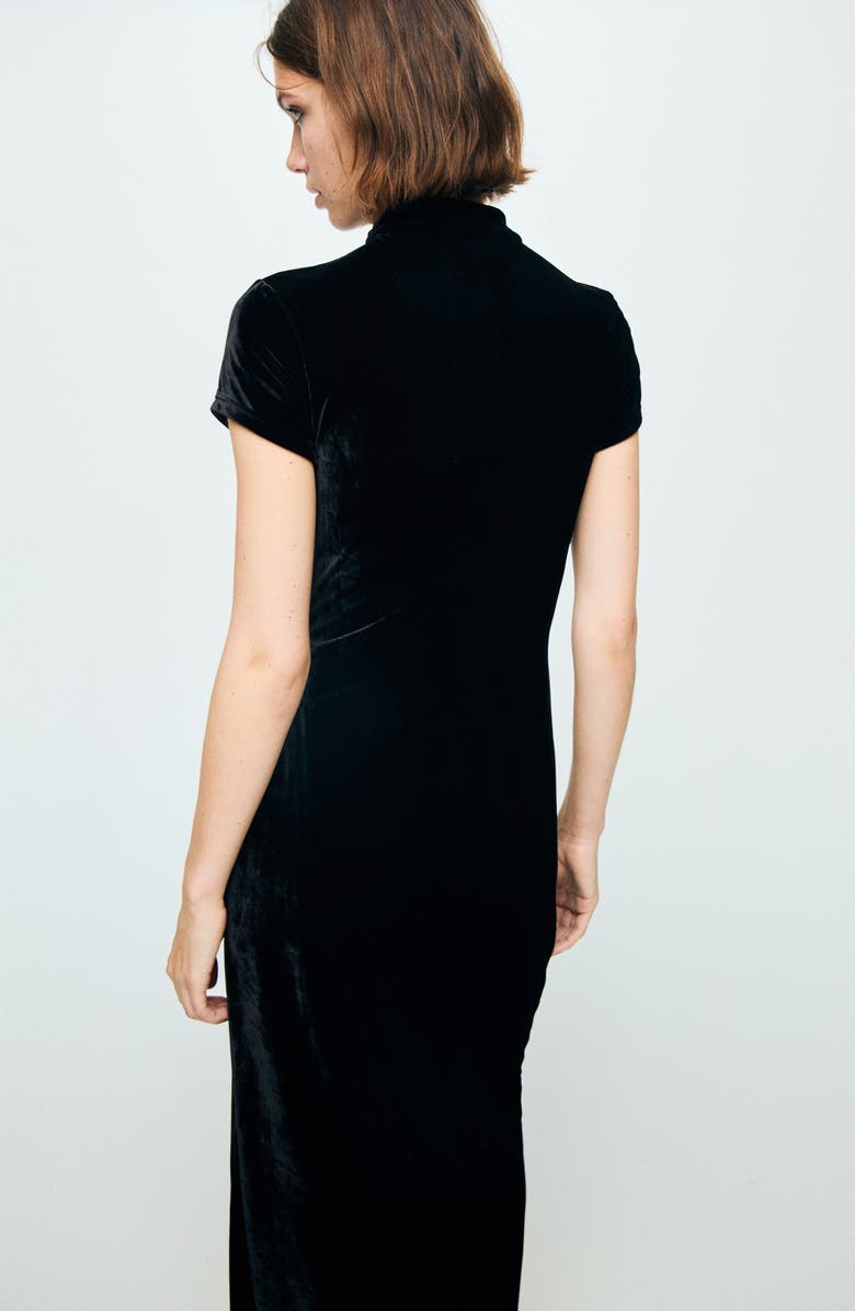 MANGO Soutache Trim Velvet Dress, Alternate, color,