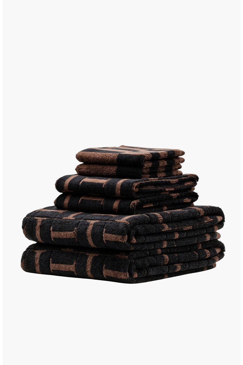 Tessera Australian Cotton Hand Towels, Alternate, color, Tobacco & Black