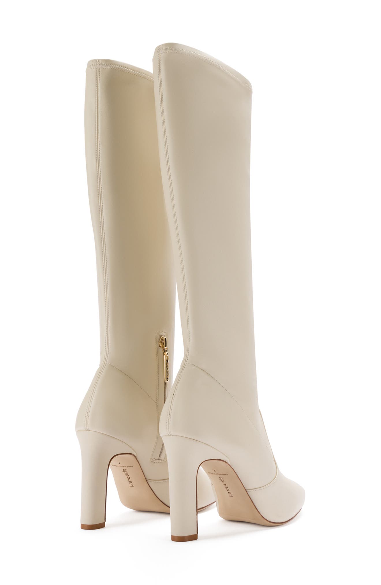 Larroudé Christy Pointed Toe Boot, Alternate, color, Light Beige