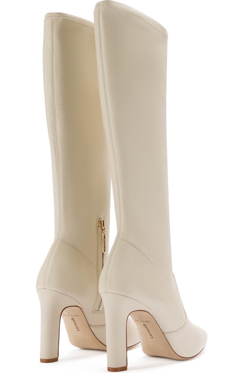 Larroudé Christy Pointed Toe Boot, Alternate, color, Light Beige
