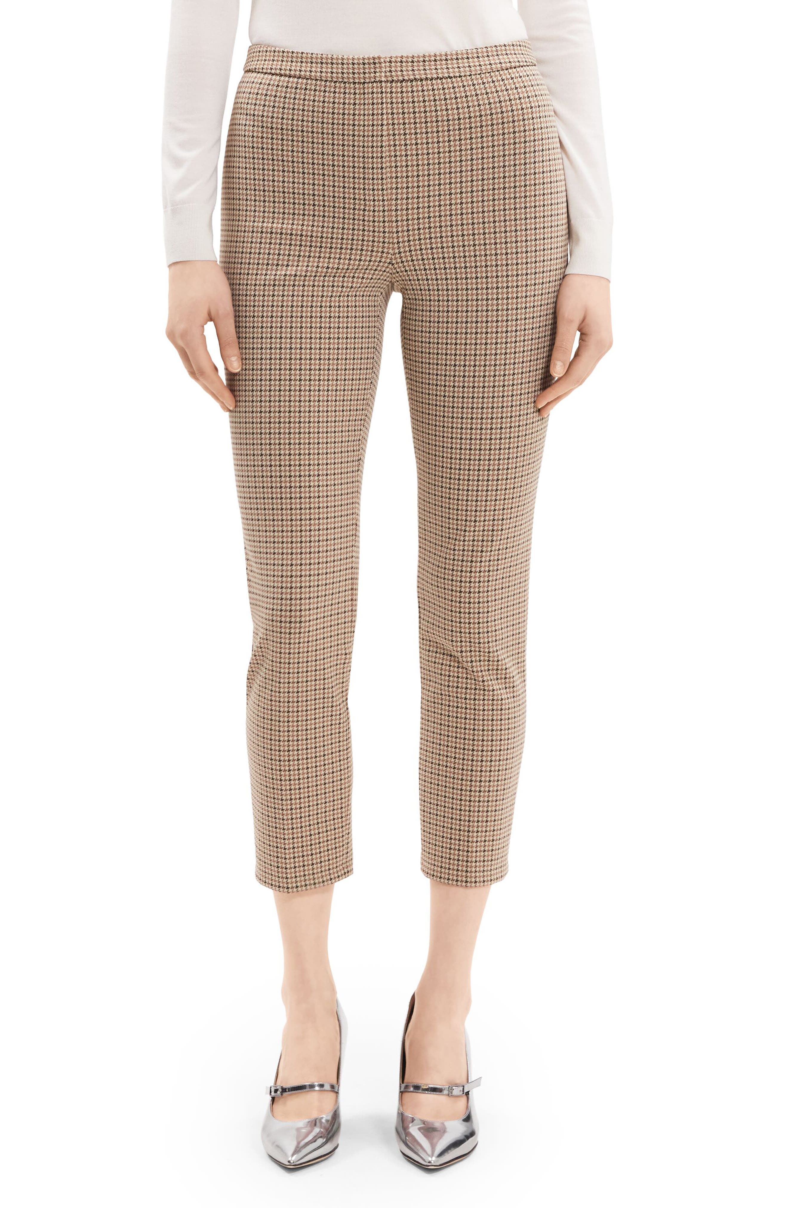 Theory Check Slim Crop Pants