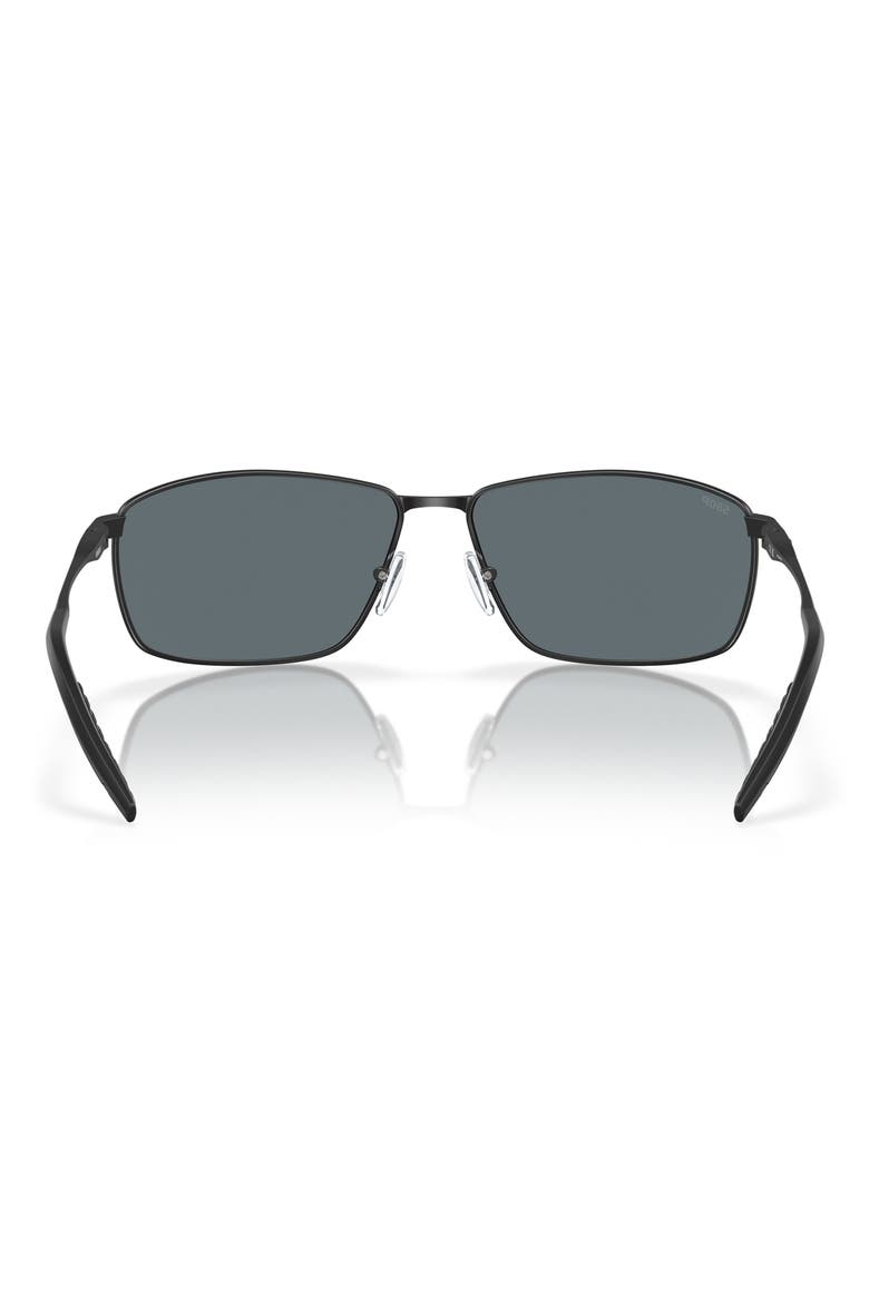 Turret 63mm Oversize Polarized Mirrored Rectangular Sunglasses, Alternate, color, BLACK / BLUE MIRROR 580P