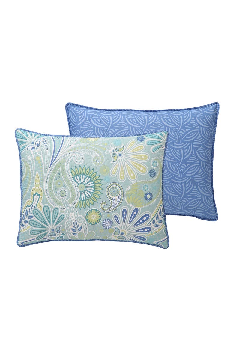 Harmony Reversible Blue Paisley Quilt Set - King, Alternate, color, BLUE