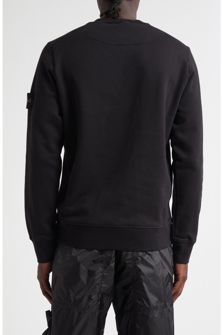 Compass Logo Patch Cotton Crewneck Sweatshirt, Alternate, color, V0029 BLACK