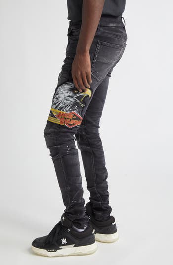 MX1 Ultrasuede Patched Skinny Jeans