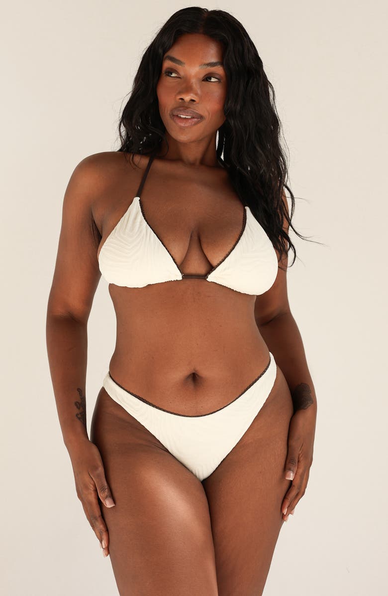 Dippin Daisys Rosette Super Cheeky Bikini Bottom, Alternate, color, Ivory Tides