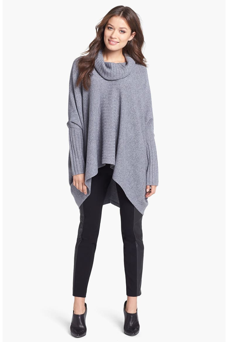 Cashmere Poncho Sweater, Alternate, color, GREY TWILIGHT HEATHER