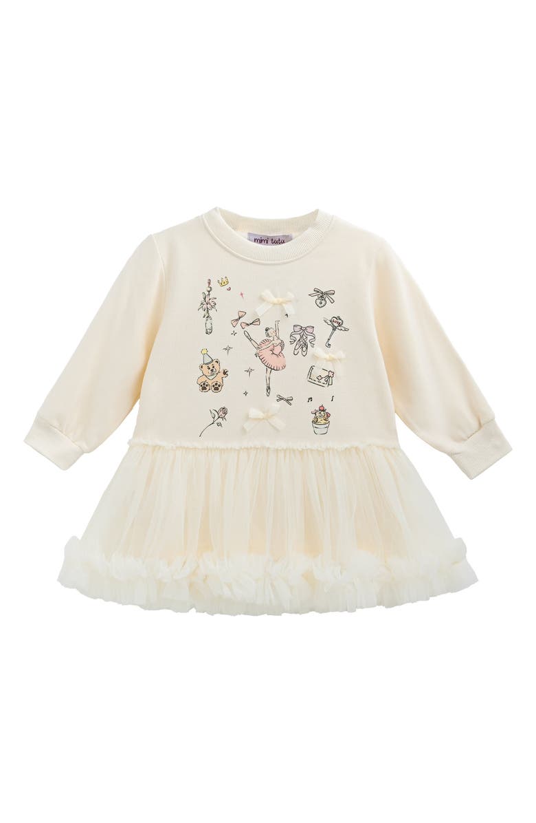 Mimi Tutu Ballet Ruffle Bow Dress, Alternate, color, Beige