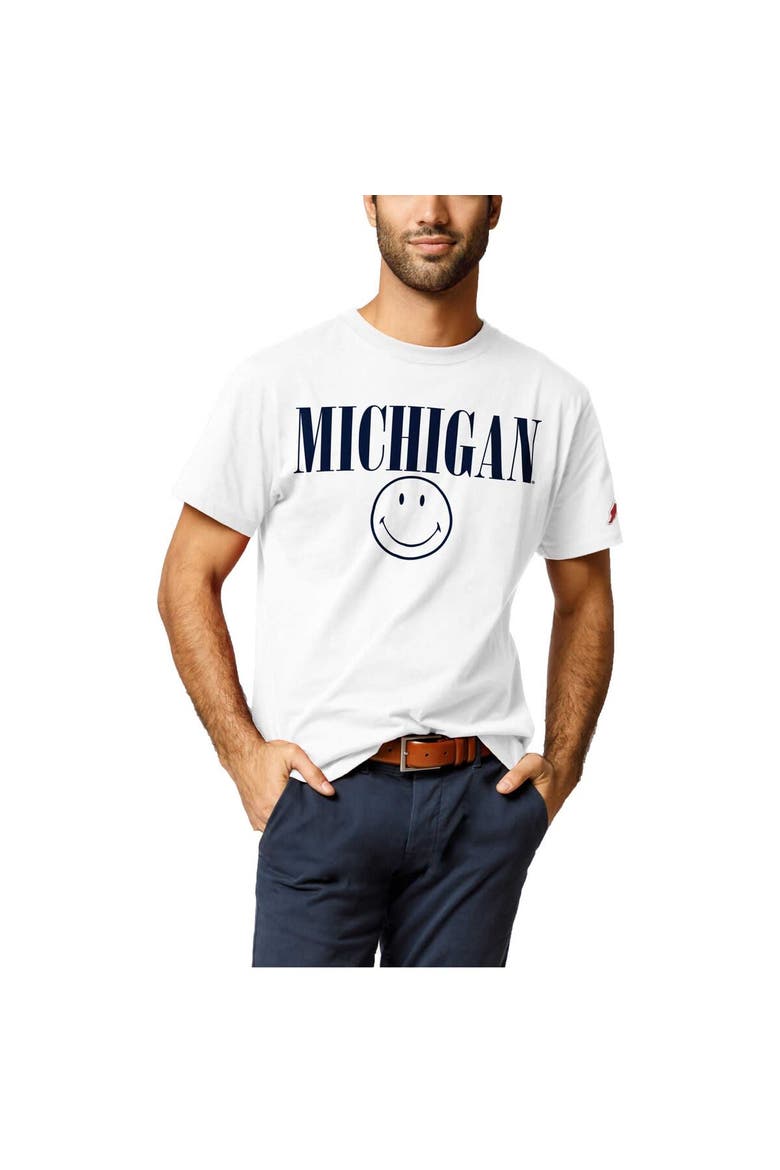 Men's League Collegiate Wear White Michigan Wolverines Smiley All American T-Shirt, Alternate, color, White